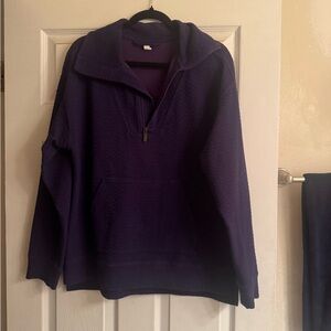 Zella Womans textured Deep Purple Zip-Up Sweater